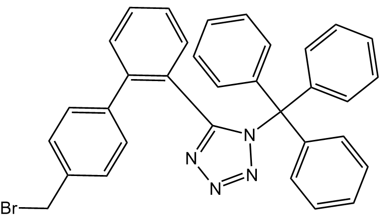 5-(4'-bromomethyl-1,1'- biphenyl-2-yl)-1 -triphenylmethyl-1H-Tetrazole chemical structure